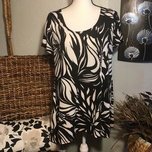 Slinky Brand graffiti floral blouse